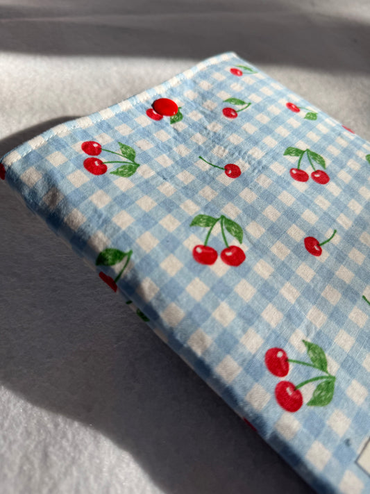 Cherry Gingham Book and E-Reader Sleeves