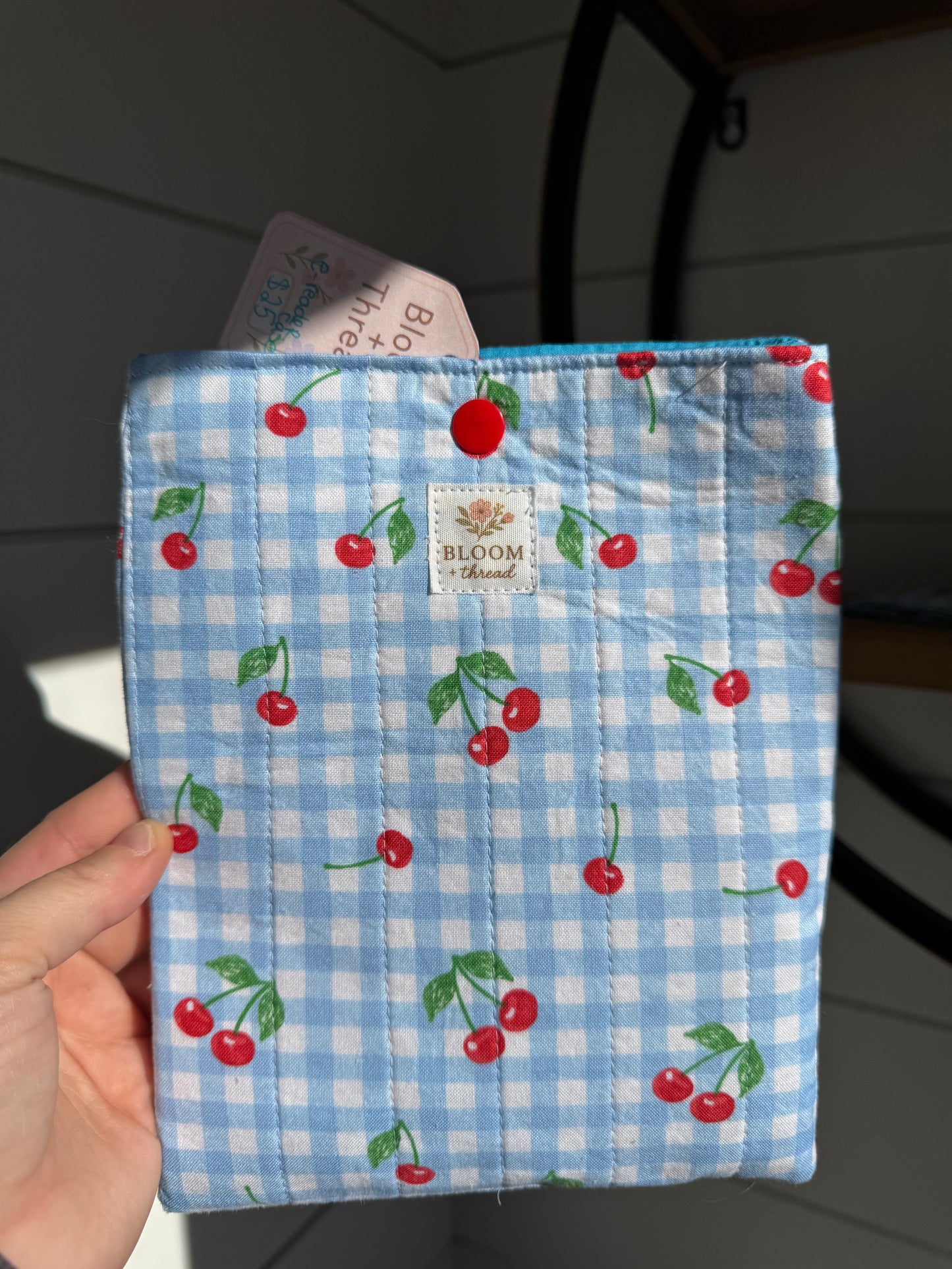 Cherry Gingham Book and E-Reader Sleeves