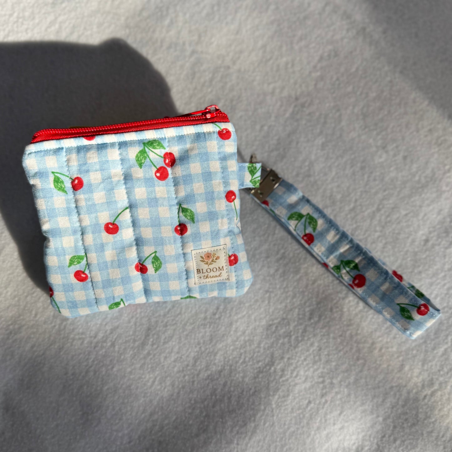 Cherry Gingham Wristlet