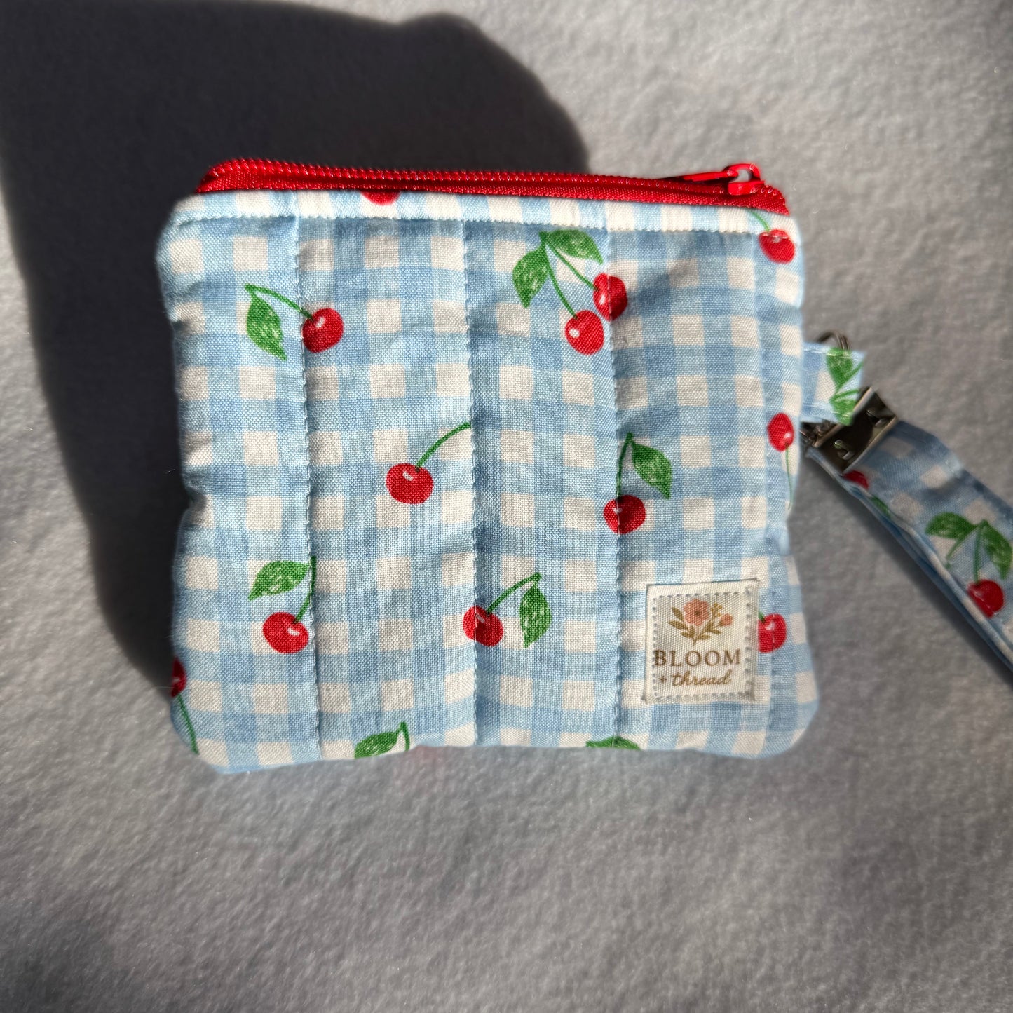 Cherry Gingham Wristlet