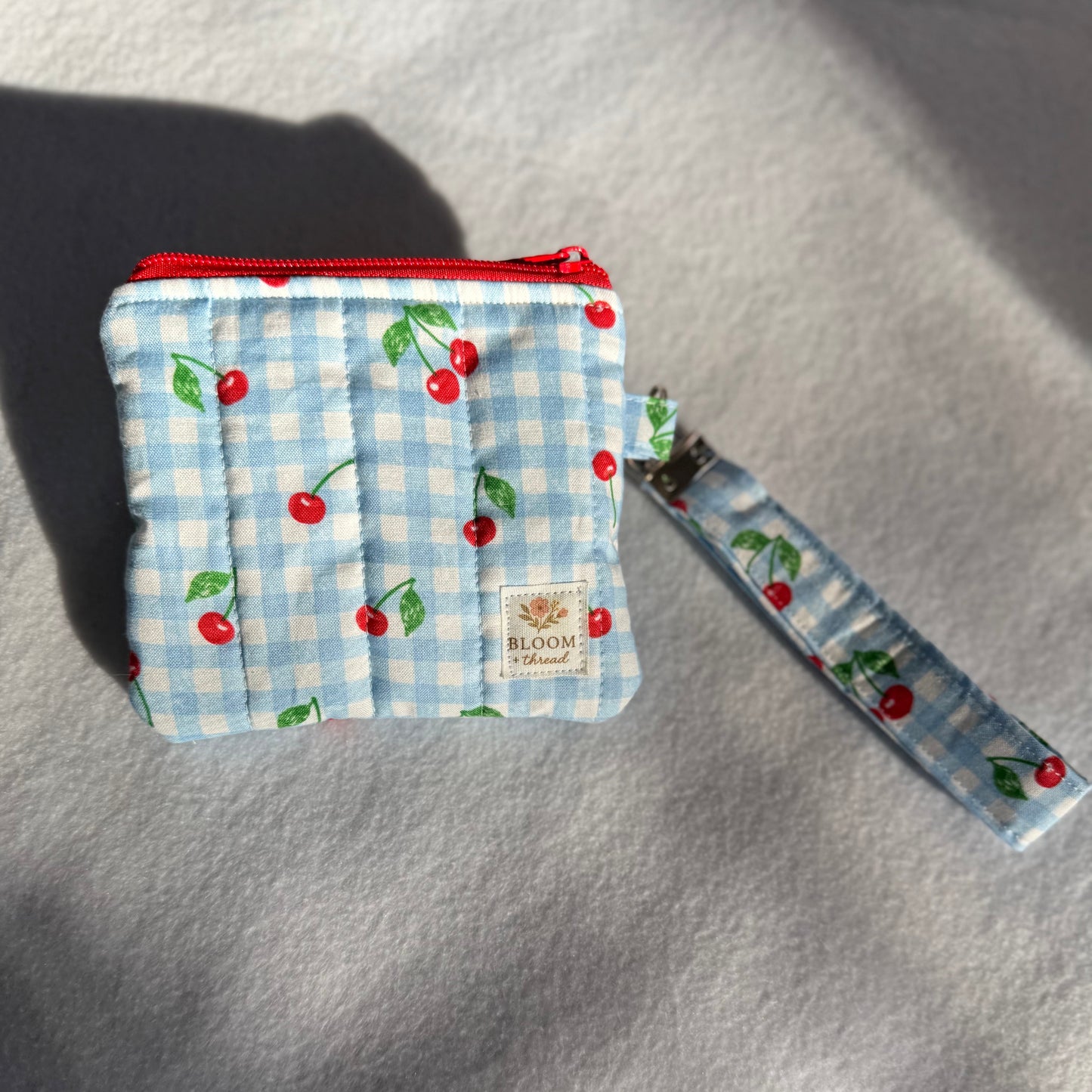 Cherry Gingham Wristlet
