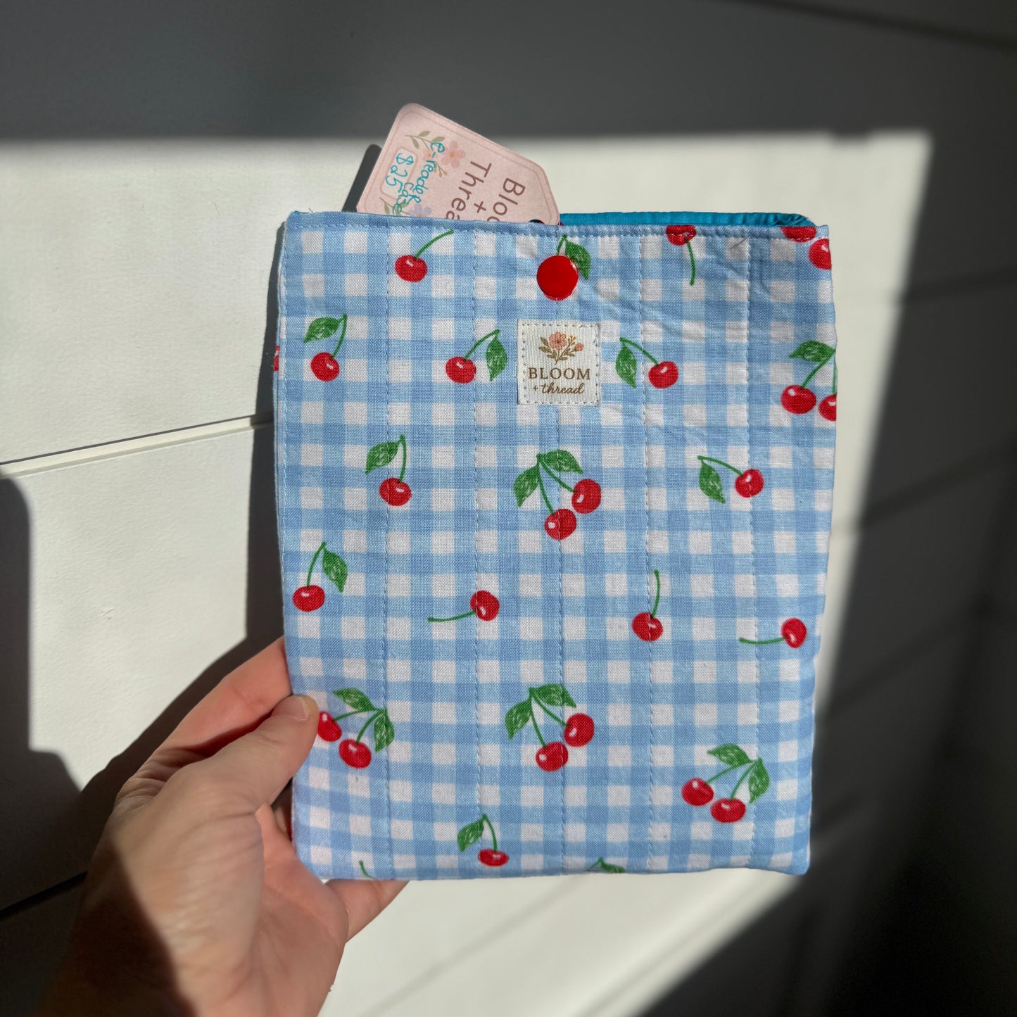 Cherry Gingham Book and E-Reader Sleeves