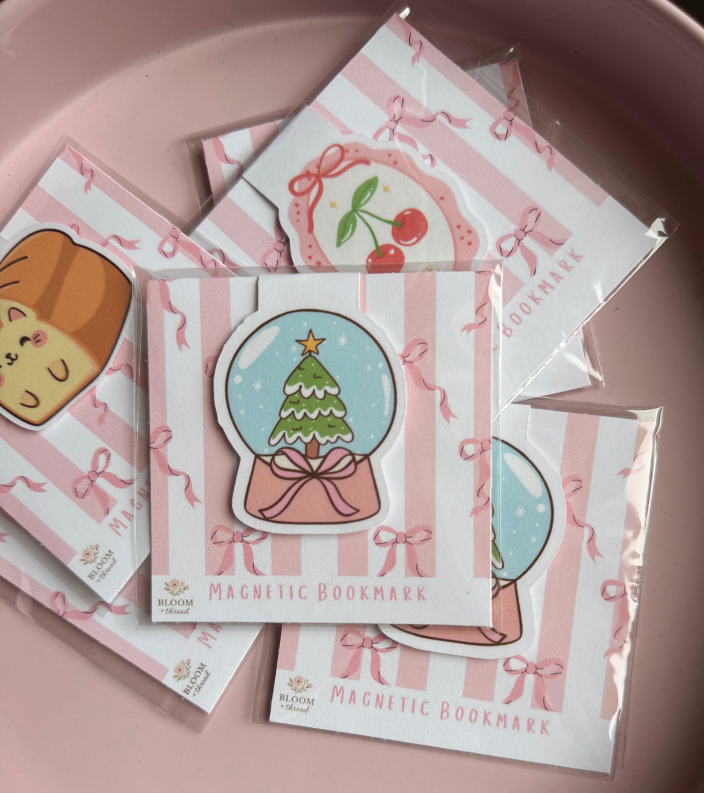 Kitty Loaf, Cherry and the Snowglobe Magnetic Bookmarks